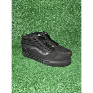 Vans Old‎ Skool Sk8-Hi Mens Size 8 Triple Black Canvas Shoes Casual Sneakers